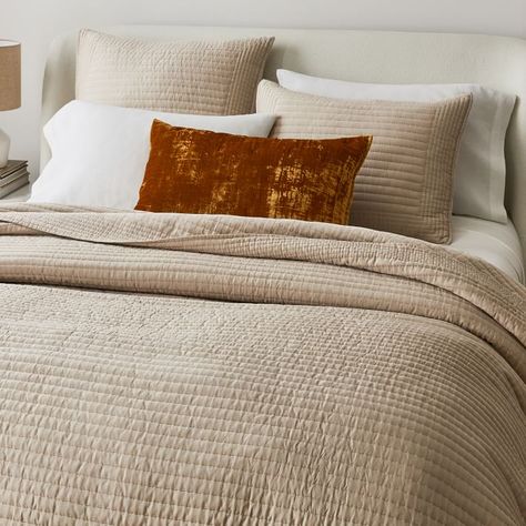 TENCEL™ Pick Stitch Quilt & Shams | West Elm Pick Stitch Quilt, West Elm Bedding, Kids Duvet, Pick Stitch, Kids Duvet Cover, Organic Bedding, Lightweight Quilt, Quilted Sham, Bedding Brands