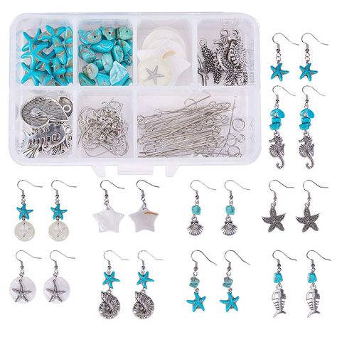 Ocean Theme Jewelry, Earring Making Supplies, Turquoise Bead Earrings, Turquoise Earring, Unicorn Jewelry, Jewelry Making Classes, Jewelry Making Kits, Box Diy, Jewelry Making Kit