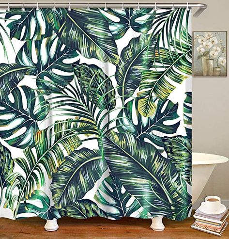 Jungle Bathroom Decor, Pineapple Shower Curtain, Tropical Shower Curtain, Leaf Shower Curtain, Cactus Shower Curtain, Jungle Bathroom, Botanical Shower Curtain, Trendy Shower Curtain, Ocean Shower Curtain