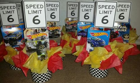 Hotwheels birthday party center pieces Hot Wheels Party Favors, Hot Wheels Themed Birthday Party, Blaze Birthday Party, Monster Truck Birthday Party, Blaze Birthday, Hotwheels Birthday Party, Truck Birthday Party, Hot Wheels Party, Hot Wheels Birthday