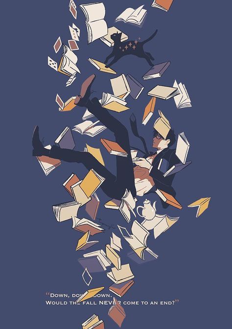 Books Falling Drawing, Books Falling, 흑백 그림, 패턴 배경화면, Japon Illustration, 판타지 아트, 영감을 주는 캐릭터, Art Aesthetic, Anime Scenery