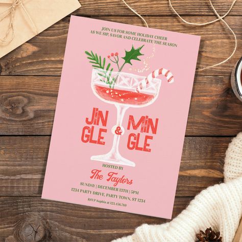 Christmas Brunch Party, Funny Christmas Party Invitations, Pink And Red Christmas, Jingle And Mingle, Corporate Christmas Parties, Christmas Cocktail Party, Cocktail Party Invitation, Christmas Party Themes, Office Christmas Party