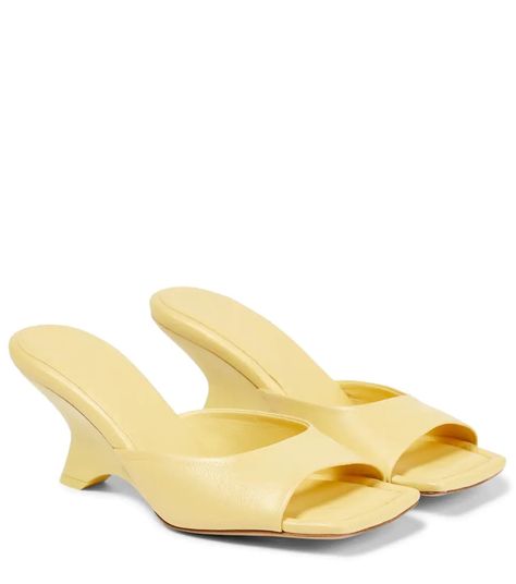 GIA BORGHINI | Yellow Wedge Mules | mytheresa Yellow Wedges, Gia Borghini, Wedge Mules, Fashion Layout, Summer Shoe, Leather Wedge Sandals, Heels & Wedges, Shoe Closet, Leather Wedges