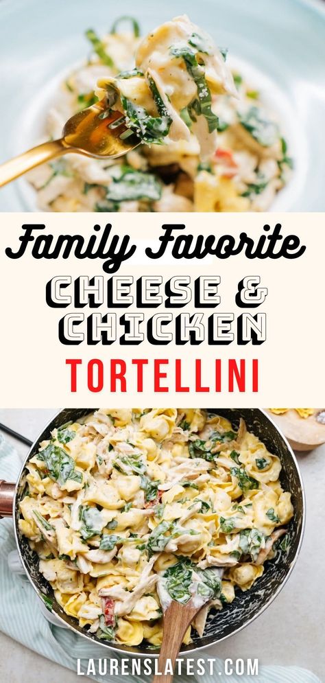 Craving a comforting, creamy pasta dish? This Cheese Tortellini with Chicken recipe is just what you need. Loaded with tender cheese tortellini, juicy shredded chicken, and a flavorful cream sauce, it’s the perfect quick dinner for busy weeknights. Plus, it’s packed with spinach and sundried tomatoes, making it a delicious meal that the whole family will love. Ready in under 30 minutes, this is sure to become a new favorite in your dinner rotation. Chicken Recipes With Tortellini, Spicy Chicken Tortellini, Chicken Tortellini Spinach Recipes, Tortellini With Cream Sauce, Chicken Tortalini Crockpot Recipes, Recipes With Frozen Tortellini, Totillinie Recipes, Style It With Trix Recipes, Tortellini Chicken Recipes