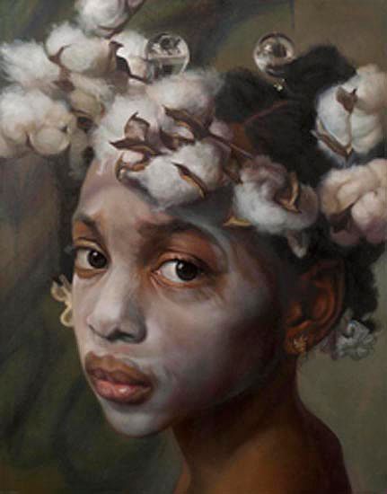 The way that Margaret Bowland depicts little girls with their faces painted white, wearing cotton wreaths on their heads or how she paints little people in a grand style that’s reminiscent of… Afrikaanse Kunst, Flowers In Her Hair, Black Art Painting, Afrocentric Art, Arte Inspo, Realism Art, Ap Art, Afro Art, African American Art