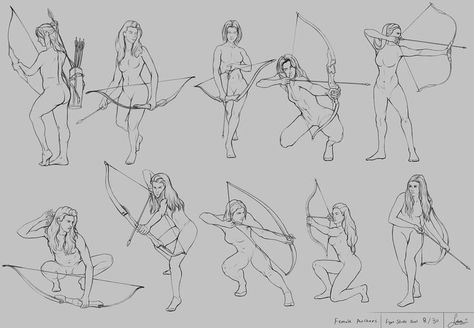 Archer Pose, Archery Poses, Aloy Horizon Zero Dawn, Drawing Body Proportions, Male Figure Drawing, Bow Pose, Arrow Drawing, Human Figure Drawing, Body Pose Drawing