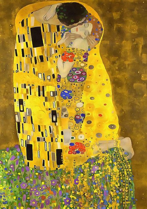 Frida Kahlo Artwork, Lovers Painting, Art Love Couple, Kiss Painting, Ed Tech, Lovers Kiss, Klimt Art, Klimt Paintings, Kiss Art