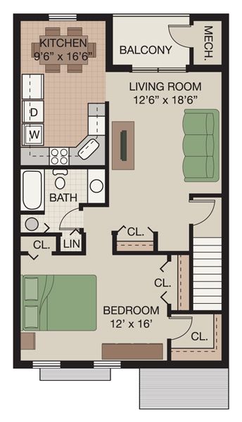 Severgn Apartments - Saxony Floor Plan - 1 Bed, 1 Bath, 850 sq ft 3d Apartment Floor Plans, 850 Sq Ft House Floor Plans, 850 Sq Ft House, Floor Plans 1 Bedroom, Apartments Floor Plans, 3d Apartment, 1 Bedroom House Plans, 1 Bedroom House, House Plans 3 Bedroom