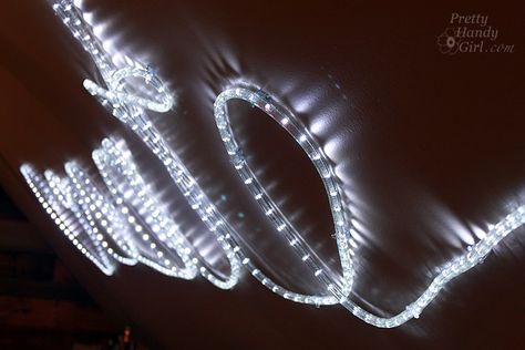 how to create your own rope light art sign art. Using LED rope light and holiday light clips, I turned a dark corner into a well lit creative inspiration. Led Lights Words, Diy Rope Lights, Stage Layout, Diy Stage, Christmas Rope Lights, Decor With Ropes, Led Rope Light, Stage Designs, Light Words