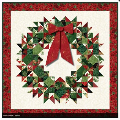 3d Wreath, Wreath Quilt, Modern Quilting Designs, Christmas Patchwork, Heart Quilt Pattern, Spring Quilts, Half Square Triangle Quilts, Cabin Christmas, Christmas Wall Hangings