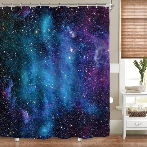 Amazon.com: Riyidecor Galaxy Boys Outer Space Shower Curtain for Bathroom Decor 60Wx72H Starry Kids Trippy Nebula Universe Planet Magical Fantasy Cool Art Printed Fabric Polyester Waterproof 12 Pack Plastic Hooks : Home & Kitchen Space Themed Bathroom, Space Pattern, Plastic Shower, Galaxy Theme, Shower Hooks, Blue Space, Curtain Sets, Shower Curtain Sets, Bathroom Curtains