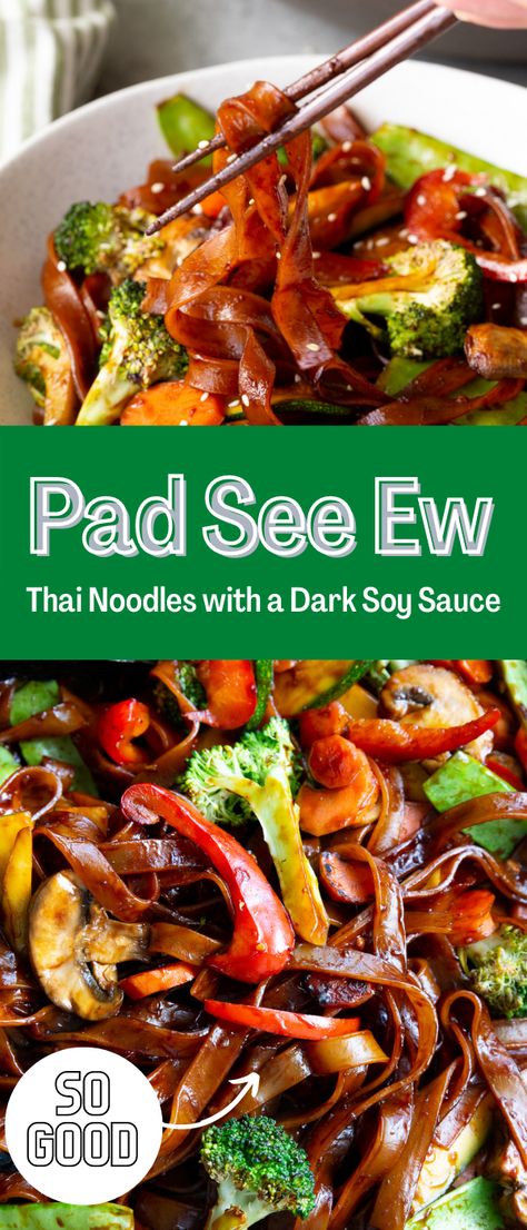 Instant Pot Pad See Ew, Pad See Ew Recipe Chicken, Pad Pak Recipe, Thai Stir Fry Noodles, Pad See Ew Noodles, Liver Foods, Pad See Ew Recipe, Wide Noodles, Thai Recipes Noodles