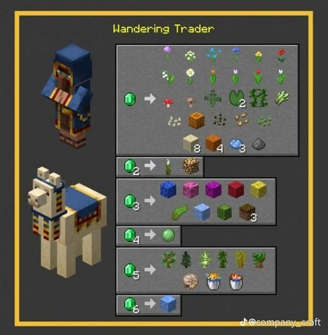 Minecraft Knowledge, Villager Trades, Wandering Trader, Minecraft Villagers, Minecraft Essentials, Minecraft Enchantments, Minecraft Book, Minecraft Education, Minecraft Structures