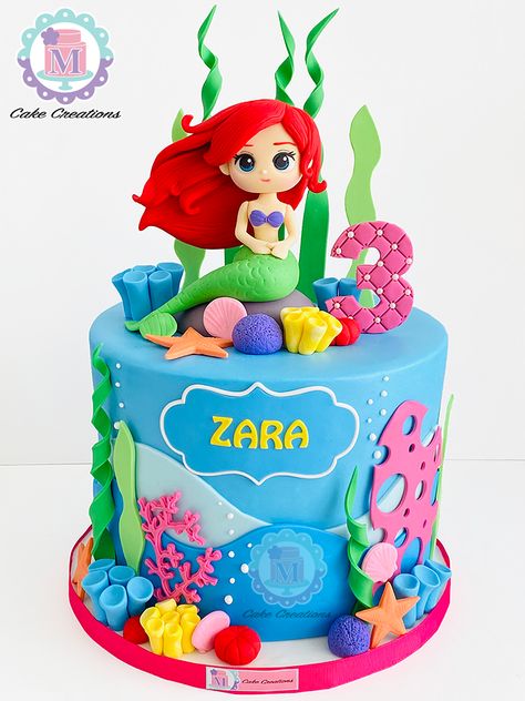 Fondant Theme Cake Ideas, Cake Ariel Mermaid, Ariel The Little Mermaid Birthday Party, Mermaid Cake Fondant, Ariel Birthday Party Cake, Ariel Cake Design, Little Mermaid Cake Ideas, Ariel Cake Ideas, Ariel The Little Mermaid Cake