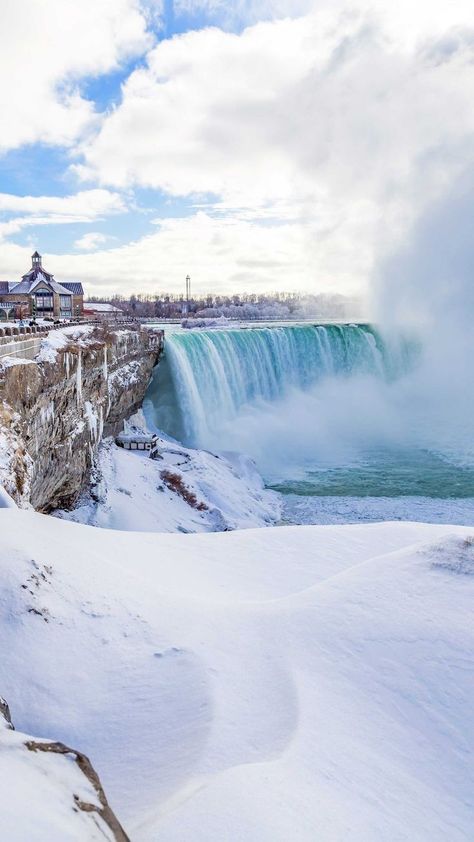 Frozen Niagara Falls. Village Aesthetic, Canada Snow, Snow Travel, Waterfall Wallpaper, Lancaster County Pennsylvania, Wall Art Photography, Iphone Wallpaper Fall, Image Name, Lancaster County