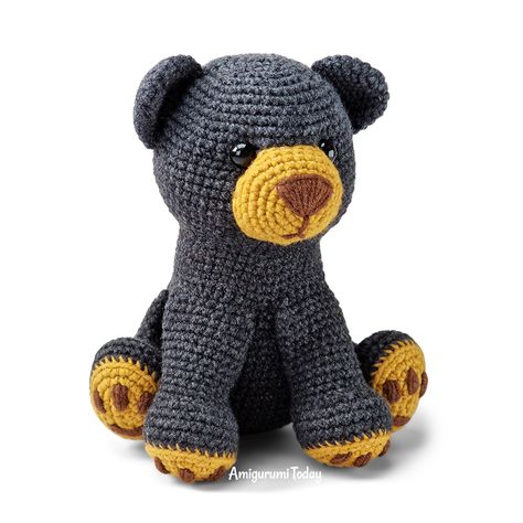 Crochet Black Bear Pattern Free, Crocheted Bears Free Pattern, Crochet Bear Pattern Free, Bear Crochet Pattern Free, Toys Quotes, Baby Amigurumi, Crazy Crochet, Bear Crochet Pattern, Crocheted Stuff