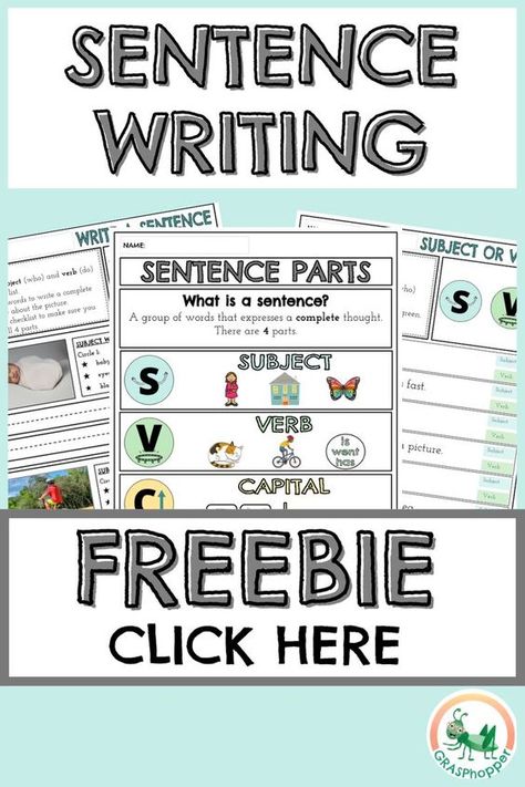 This free sentence writing activity will help engage your 1st and 2nd grade students. Learn about the parts of a sentence: subject, verb, capitalization, and punctuation. This resource has both open response and multiple choice opportunities. Digital task cards are included in this freebie. Pair this activity with GRASPhopper's How to Write a Sentence Teaching Video for a complete lesson. Get yours today! How To Write A Sentence, Sentence Writing Activities, Parts Of A Sentence, Third Grade Writing, Dysgraphia, 1st Grade Writing, First Grade Writing, Teaching Videos, Teaching First Grade