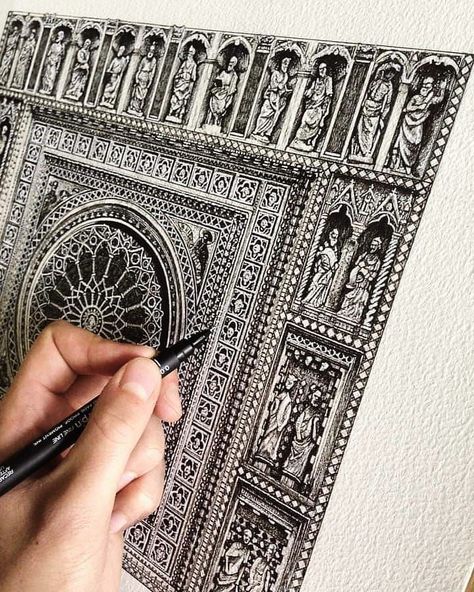 Italian Gothic, Sketchbook Architecture, Gothic Window, Gothic Windows, Architecture Sketchbook, Mandala Art Lesson, Architecture Drawing Art, Architectural Drawing, Architectural Drawings