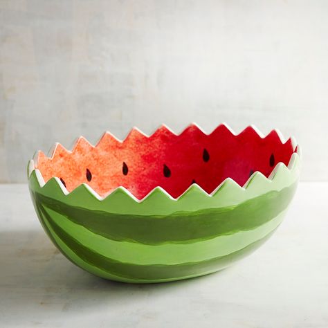 Watermelon Bowl, Watermelon Decor, Summer Foods, Watermelon Party, Art Bowls, Clay Bowl, Pool Parties, Summer Ideas, Indoor Patio Furniture