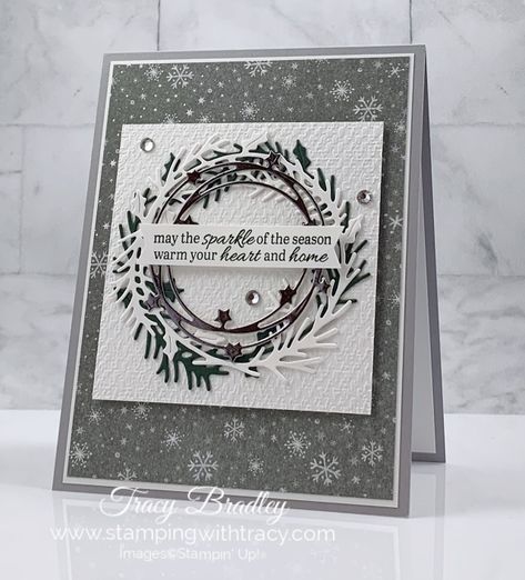 Stampin' Up! Sparkle of the Season - Stamping With Tracy Stampin Up Sparkle Of The Season Christmas Cards, Su Sparkle Of The Season, Stampin’up Christmas Cards, Stampin Up Season Of Elegance Cards, Sparkle Of The Season Stampin Up Cards, Stampin Up Sparkle Of The Season, Seasonal Swirls Dies, Sparkle Of The Season, Stampin Up Weihnachten