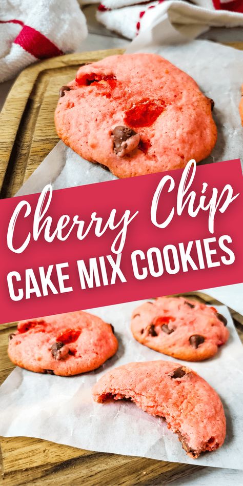 Cherry Chip Box Cake Recipes, Cherry Chip Cookies Cake Mixes, Cherry Cake Cookies, Cherry Chip Cake Mix Cookies, Cake Mix Cookies No Eggs, Cherry Chip Cake Mix Recipes, Cherry Cake Mix Cookies, Cookies Using Cake Mix Boxes, Cake Box Cookies Recipes