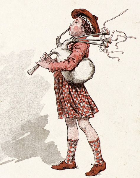 Music Mural, Music Bag, Bagpipes, Bestest Friend, Antique Illustration, Xmas Ideas, Free Illustrations, Kilt, Children’s Books