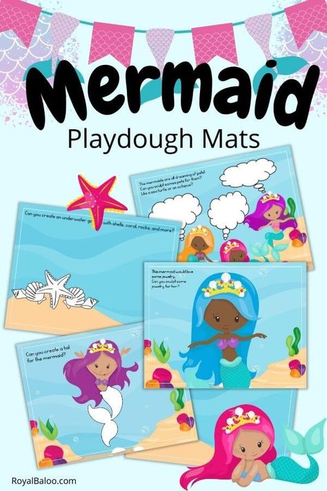 Mermaid Activities For Toddlers, Mermaid Preschool Activities, Mermaids Preschool, Mermaid Playdough, Daycare Inspiration, Playdoh Mats, Mermaid Summer, Trip Activities, Jan Brett