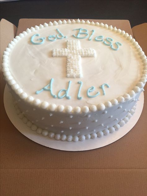 Simple First Communion Cake, Baptismal Cake Boy Buttercream, Babtisim Cake Boy, Baptism Cakes For Boys, Baptismal Cake Boy One Layer, Baptism Cake For Boy, Baptism Boy Cake, Baptismal Cake Boy Simple, Confirmation Cakes For Boys