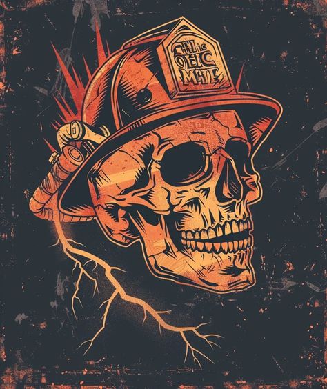 Midjourney AI Image: logo, Grunge Style, with the text ""This is my back up plan", A skull wearing an firefighter helmet ... → more in ai-img-gen.com Firefighter Skull Tattoo, Firefighter Skeleton, Firefighter Skull, Firefighter Logo, Realistic Skull, Hunting Tattoos, Dragon Sleeve, Xmas Art, Skull Fire