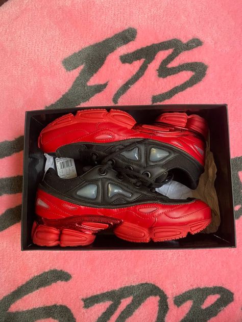 Raf Simons Adidas, Men's Footwear, Raf Simons, Scarlet, Shoes Mens, Black And Red, Adidas, Sneakers, Red