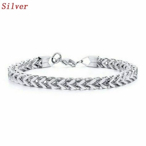 Faster shipping. Better service Mens Chain Bracelet, Titanium Bracelet, Mens Bracelet Silver, Detailed Jewelry, Silver Chain Bracelet, Silver Man, Steel Bracelet, Stainless Steel Chain, Chain Link Bracelet