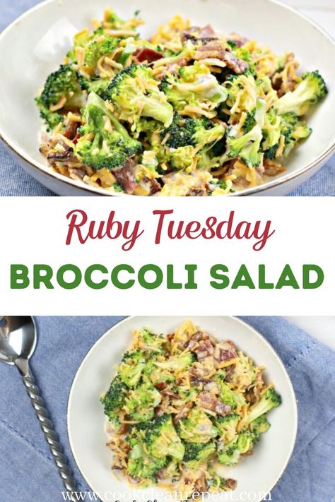 With this recipe you can enjoy Ruby Tuesday’s broccoli salad from the comfort of your own home! This copycat recipe tastes exactly like the restaurant-quality broccoli salad you know and love from Ruby Tuesday, and it’s super easy to make! This is a great dish for meal prep as well for hassle-free side dishes to make mealtime a breeze. You can even take this to picnics or parties to share with family and friends and it’s sure to be a hit! Ruby Tuesday Recipes, Broccoli Recipes Side Dish, Dishes To Make, Salad Recipes Healthy Easy, Ruby Tuesday, Broccoli Salad Recipe, Fresh Salad Recipes, Ham Salad, Clean Cooking