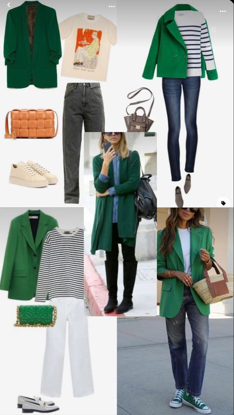 How To Wear A Green Blazer, Outfits Con Blazer Verde, Green Blazer Outfit Work, Blazer Verde Outfits Mujer, Dark Green Blazer Outfit, Look Blazer Verde, Green Blazer Outfits For Women, Sweater Verde, Green Blazer Outfit