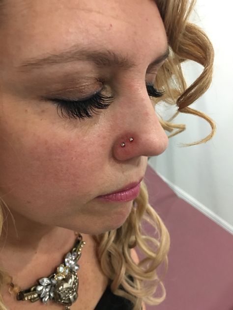 Vertical Nose Piercing, Same Side Nose Piercing, Nose Piercing Curation, Double Nose Piercing Same Side Studs, Same Side Double Nose Piercing, Double Pierced Nose, Nose Piercing Ideas Double, Upper Nostril Piercing, Double Sided Nose Piercing