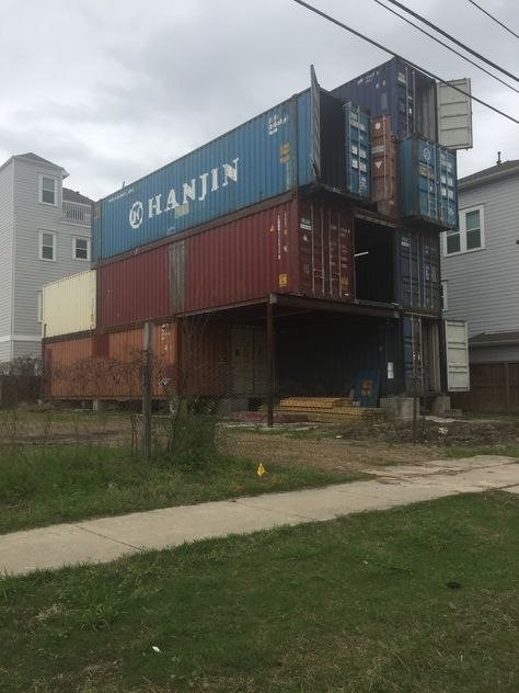 House of 11 Stacked Shipping Containers on McGowen Now Awaiting Doors, Windows, Electrification... Buy Shipping Container, Cargo Container House, Shipping Containers For Sale, Home Structure, Shipping Container House Plans, Cargo Container, Containers For Sale, Box Houses, Container House Design