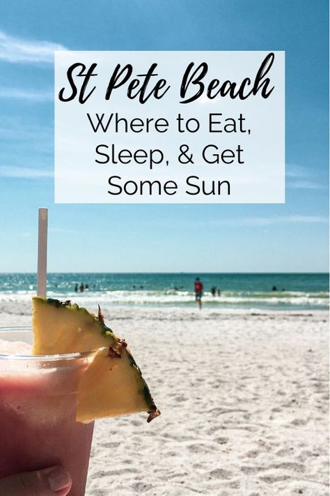 Here's a guide on where to eat, where to stay, and which beaches to explore at St Pete Beach, Florida! Tresure Island, Florida Trips, St Pete Beach Florida, Florida Vacation Spots, Girls Beach Trip, Florida Travel Destinations, Traveling Ideas, Cocoa Beach Florida, Florida Hotels