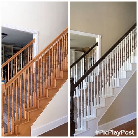 Best 5 Railing For Stairs Makeover #stairs #stairsdesign #design #ideas Banisters And Railings Makeover, Banisters And Railings, Bannister Ideas, Banister Remodel, Refinish Stairs, Stairs Makeover Design, Diy Stairs Makeover, Diy Staircase Makeover, Stair Renovation