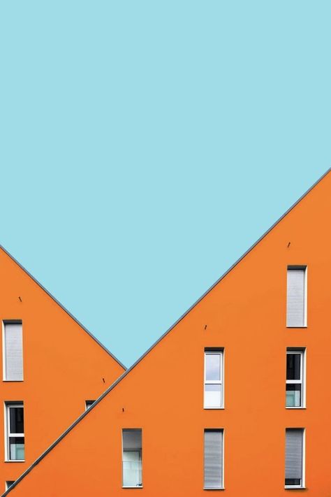 ... composition in sky blue and tangerine orange | the bold colours of architecture /// #orange #blue #architecture Minimalistic Building Architecture, Architecture Wallpaper Aesthetic, Architecture Drawing Presentation, Architecture Drawing Sketchbooks, Architecture Drawing Plan, Colour Architecture, Interior Architecture Drawing, Fotografi Urban, Graphisches Design