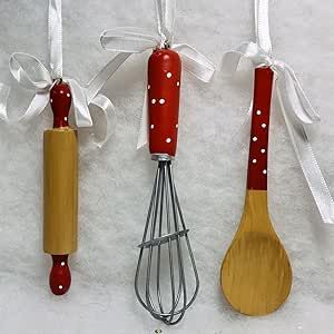 Kitchen Utensil Christmas Ornaments Rolling Pin Whisk Spoon Polka Dot Great Gift Idea Hanging Decoration Stocking Stuffers Holiday XMAS Dot Tree, Kitchen Ornaments, Baking Christmas, Baking Party, Kitchen Utensil, Christmas Kitchen, Tree Decor, Rolling Pin, Kitchen Utensils