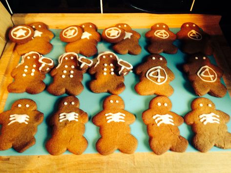 avengers and marvel gingerbread men Superhero Birthday, Gingerbread Man, Gingerbread Cookies, Gingerbread, Baking, Cake, Birthday