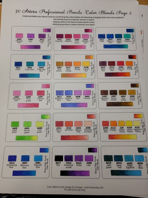 Arteza Color Combinations, Color Blending Chart, Arteza Colored Pencils, Color Names Chart, Colored Pencil Art Projects, Joanna Basford Coloring, Color Theory Art, Blending Colored Pencils, Gel Pens Coloring