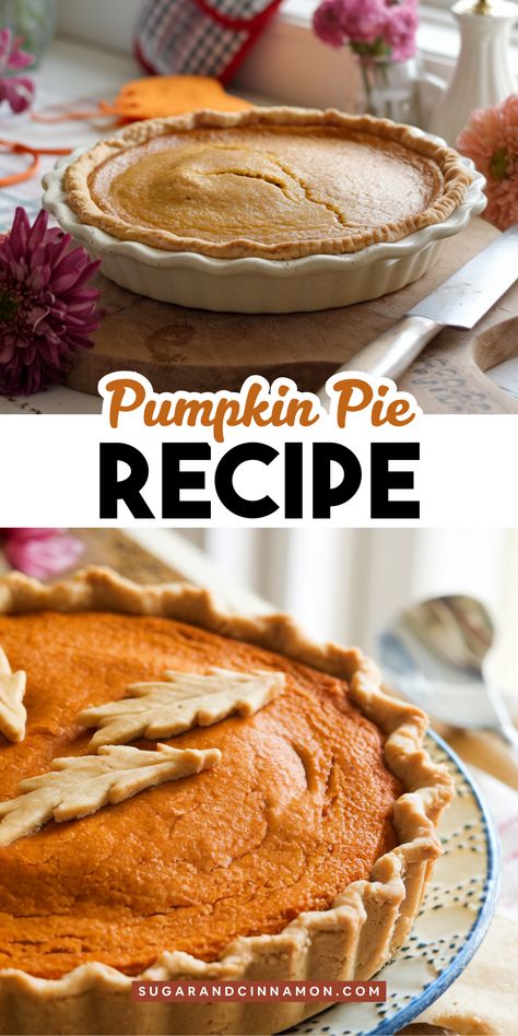 🎃✨ Looking for the perfect Pumpkin Pie Recipe? Our easy-to-follow guide will help you bake a creamy, spiced pie with a golden crust that's sure to impress. Ideal for autumn celebrations and cozy gatherings. Don’t forget to save this pin and bring a touch of fall to your kitchen! 🥧🍁 Pumpkin Pie With Sour Cream, Canned Pumpkin Pie Recipes, Old Fashioned Pumpkin Pie, Best Ever Pumpkin Pie, Pumpkin Pie Recipe With Real Pumpkin, Deep Dish Pumpkin Pie, Pumkin Pie Recipe, Pumpkin Pie Filling Recipe, Pumpkin Pie Crust Recipe