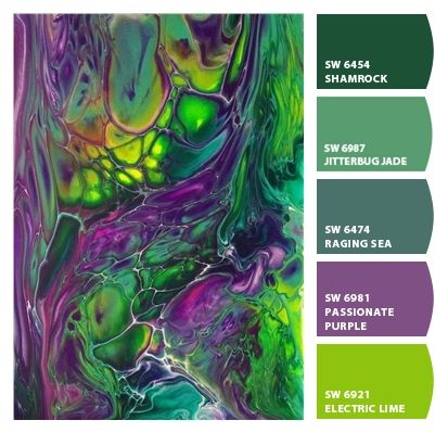 Acrylic Pouring Techniques, Flow Painting, Color Schemes Colour Palettes, Acrylic Pouring Art, Fluid Acrylic Painting, Pouring Painting, Purple And Yellow, Color Palette Design, Fluid Painting