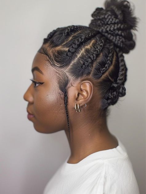 Discover Elegant Braided Bun Hairstyles: Tutorials for All Hair Types Braided Bun Hairstyles Tutorials, Bun Hairstyles Tutorials, High Bun Braid, Hair Braid Bun Tutorial, Short Hair Braided, Box Braids Bun, Side Braid With Bun, Long And Short Hair, Bob Braids Hairstyles