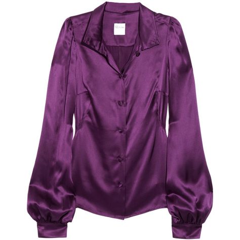 RED Valentino Silk shirt ($180) ❤ liked on Polyvore featuring tops, blouses, shirts, loose tops, red valentino top, ruched top, purple top and purple silk top Valentino Top, Valentino Silk, Skirted Swimsuit, Fashion Business Casual, Ruched Top, Purple Satin, Purple Silk, Satin Shirt, Purple Top