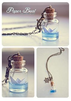 this is about little bottles that you can make at your home. Small Glass Bottles, Quilled Creations, Mini Glass Bottles, Mini Jars, Tanah Liat, Miniature Bottles, Paper Boat, Bottle Jewelry, Bottle Charms