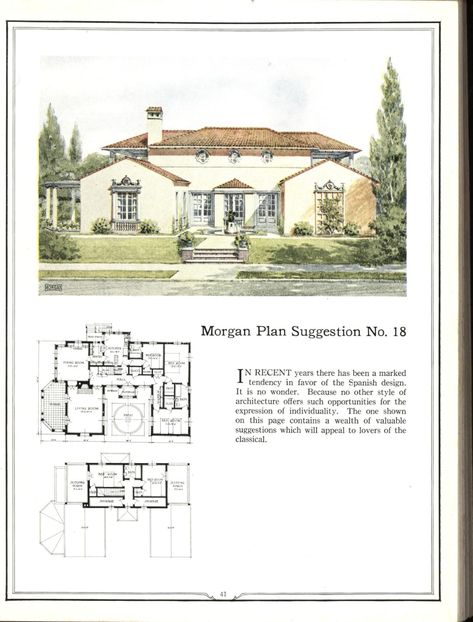 Building with assurance : Morgan Woodwork Organization : Free Download, Borrow, and Streaming : Internet Archive Spanish Bungalow House Plans, Gothic Revival House Plans, American Colonial House, Colonial House Floor Plans, Spanish House Plans, Colonial Style House Plans, Vintage Houses, Colonial House Plans, Courtyard House Plans