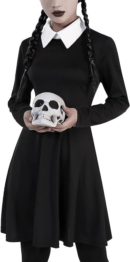 Adult Wednesday Addams Costume, Wednesday Morticia, Adams Family Costume, Addams Family Halloween Costumes, Addams Family Halloween, Morticia Addams Costume, Wednesday Costume, Collar Outfits, Wednesday Addams Dress