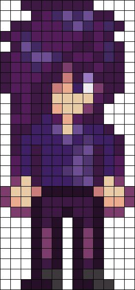 Sebastian Stardew Valley Perler Bead Pattern | Bead Sprites | Characters Fuse Bead Patterns Stardew Valley Characters Sprites, Stardew Valley Sebastian Perler Beads, All Stardew Valley Characters, Stardew Valley Bracelet Pattern, Stardew Valley Grid Art, Stardew Valley Pixelart, Stardew Valley Characters Pixel, Sebastian Stardew Valley Sprite, Stardew Valley Pixel Art Characters