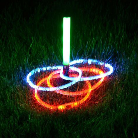 Glow Stick Party Games, Glow In The Dark Ring Toss, Glow Stick Party Aesthetic, Pool Party Glow Sticks, Glow Sticks In Pool, Dark Rings, Aesthetic Rings, Ring Toss Game, Ring Toss